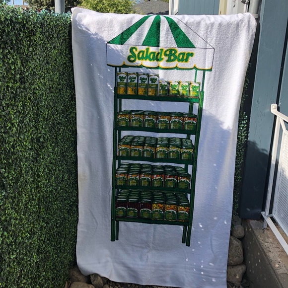 80's Salad Bar Beach Towel - Novelty Pickle Bath Sheet - Beach Supplies - Picture 2 of 14